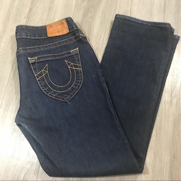 True Religion DarkWash Straight Leg Low Rise Jeans size 31 - Picture 1 of 7